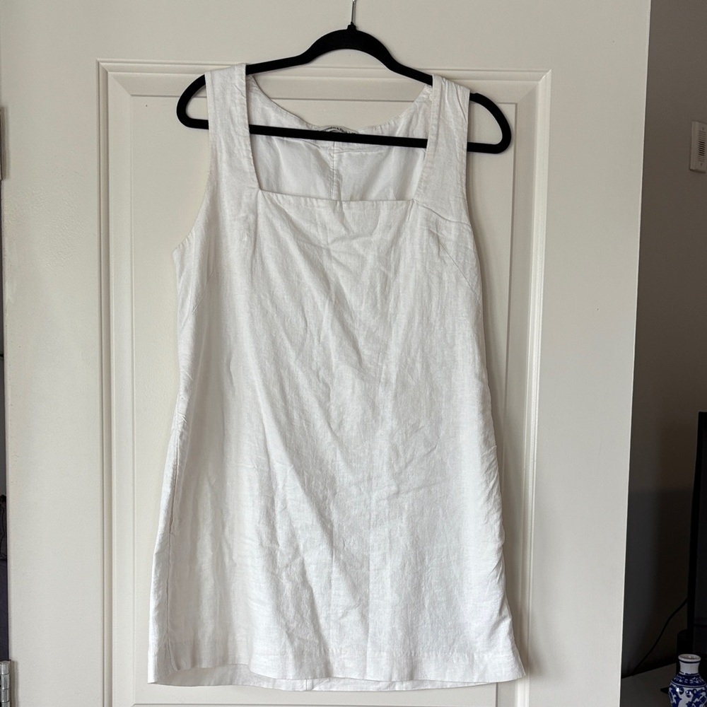White Linen Sleeveless Dress